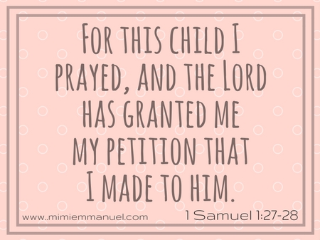 Scripture Verses for Parents 1 Samuel 1:27-28